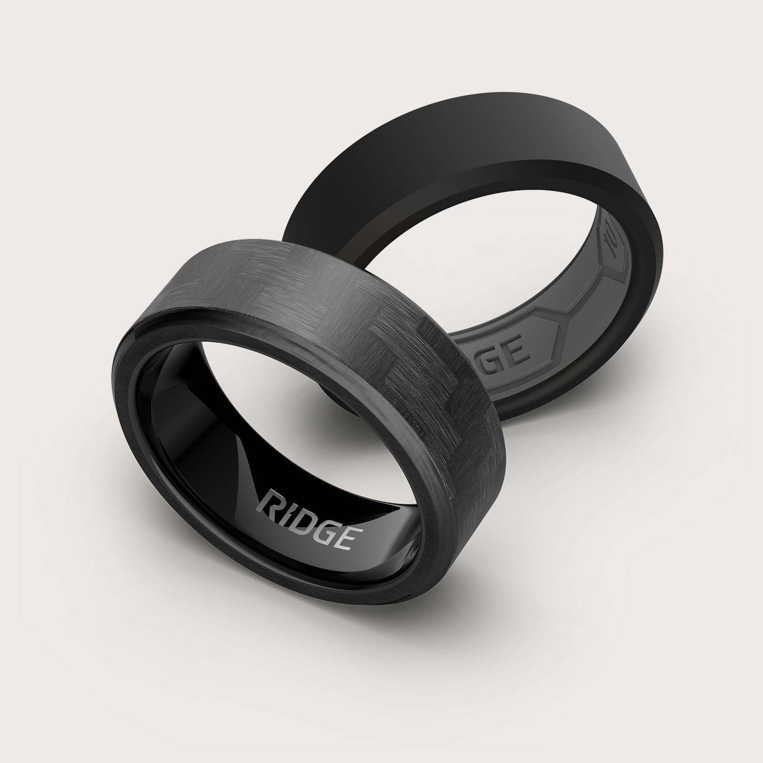 8mm Beveled Ring Set - Carbon Fiber 3K
