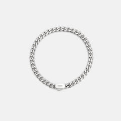 6mm Curb Bracelet - Platinum - Large