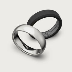6mm Rounded Ring Set - Platinum - Tantalum Carbide