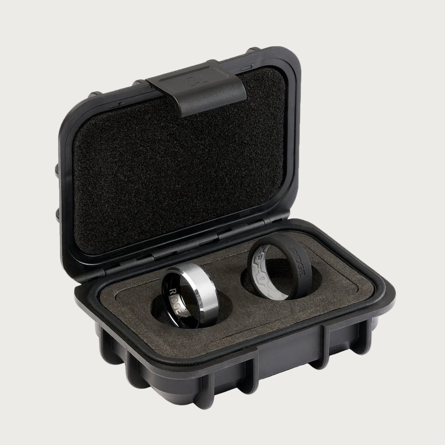 8mm Beveled Ring Set - Platinum