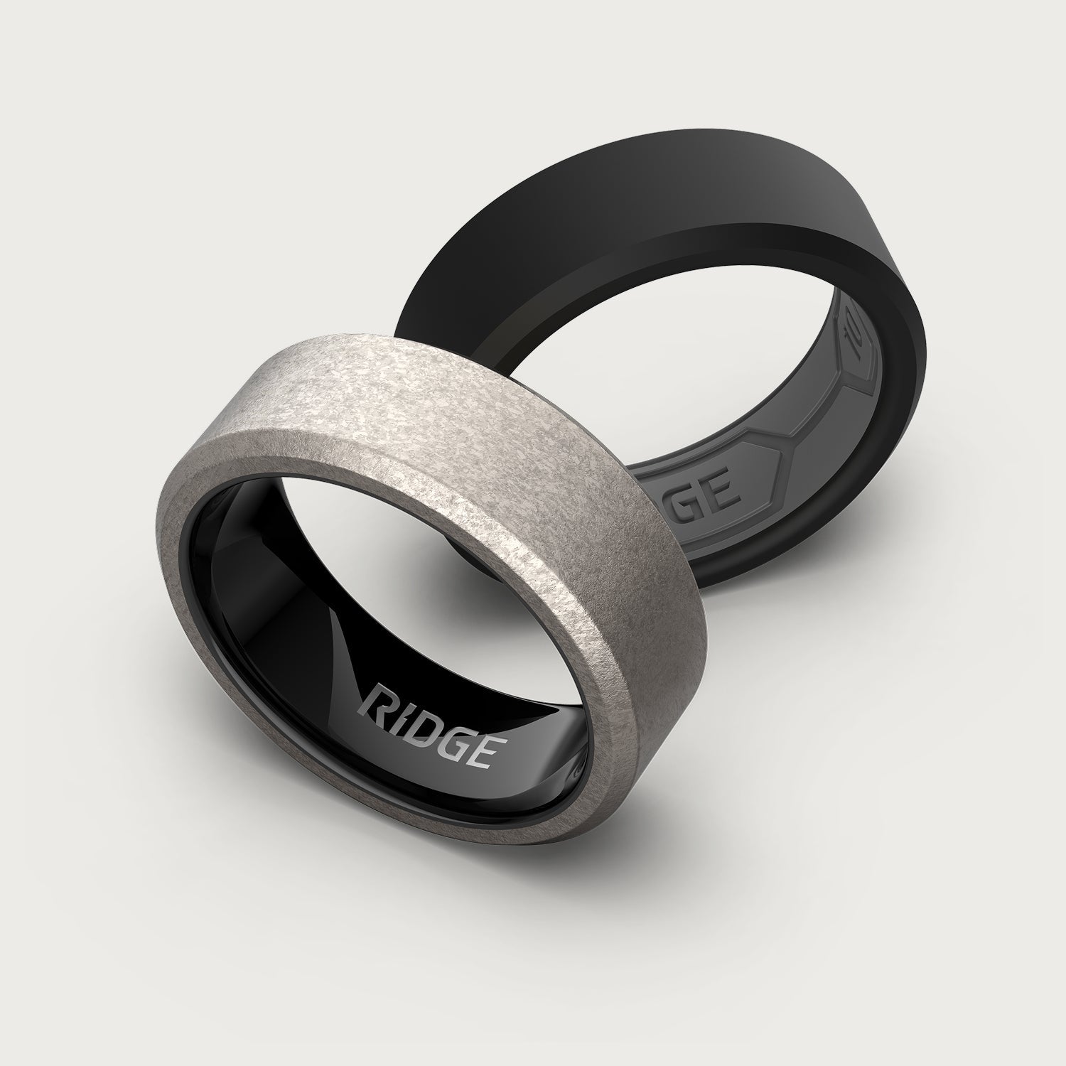 8mm Beveled Ring Set - Stonewashed Titanium