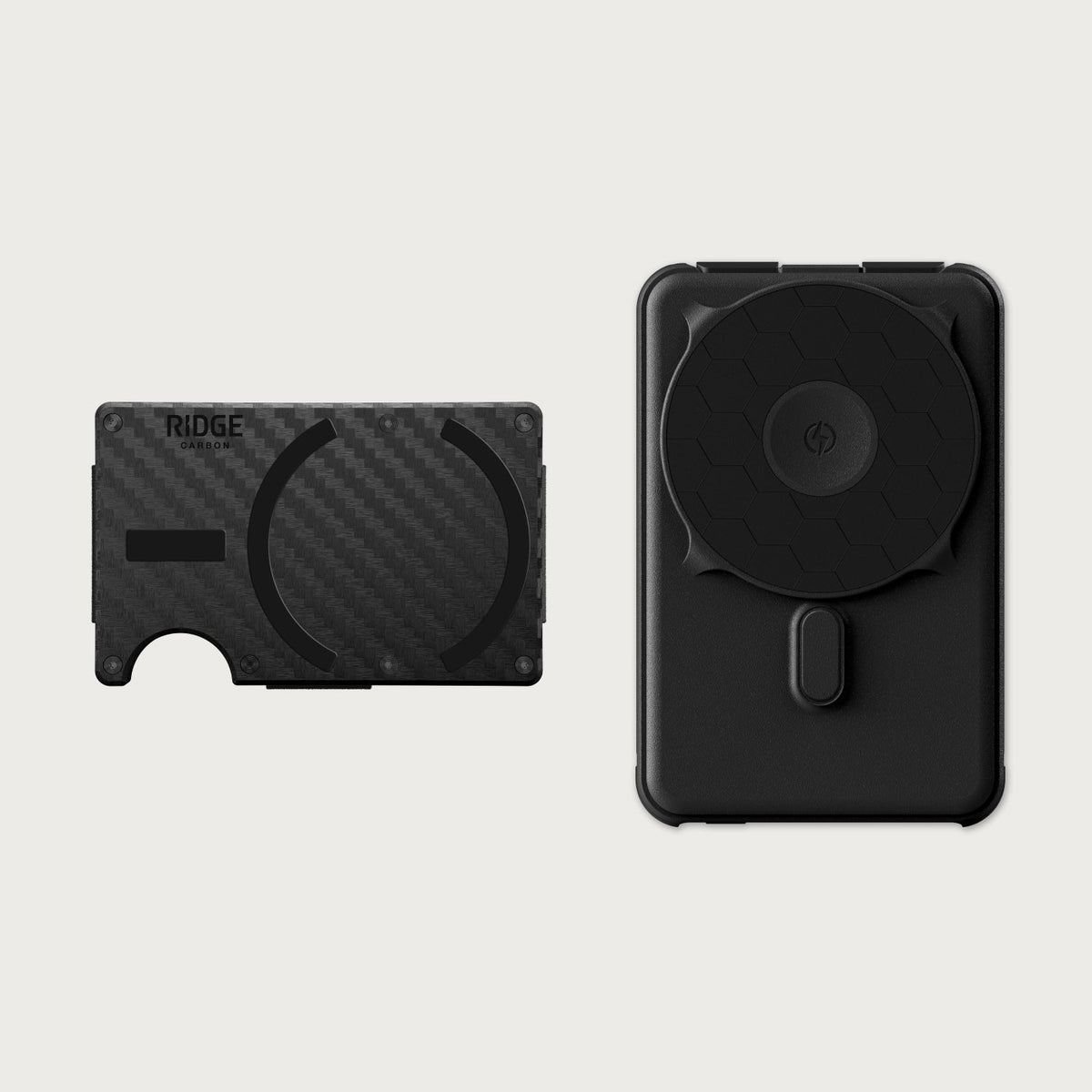 Ridge Wallet for MagSafe + Power Bank - Carbon Fiber 3K + Matte Black