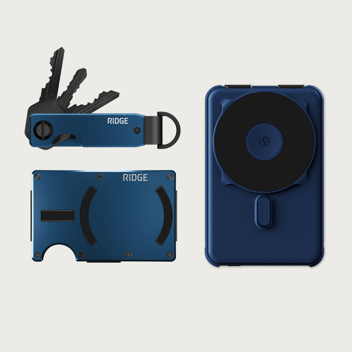 Ridge Wallet for MagSafe + Power Bank + KeyCase - Alpine Navy + Dark Harbor + Alpine Navy