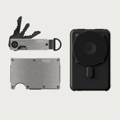 Ridge Wallet + Power Bank + KeyCase - Stonewashed Titanium + Matte Black + Stonewashed Titanium