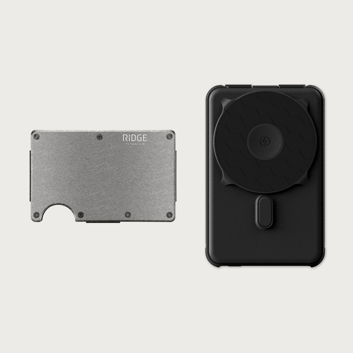 Ridge Wallet + Power Bank - Stonewashed Titanium + Matte Black