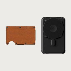 Ridge Wallet + Power Bank - Tobacco Brown Leather + Matte Black